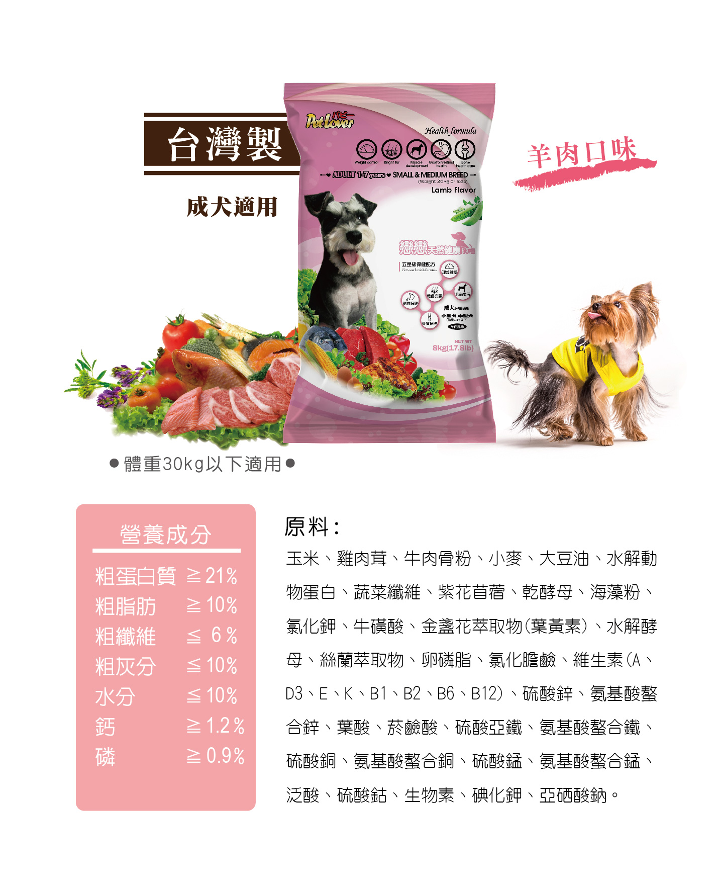 羊肉口味狗飼料，適合中型成犬 | 全球寵物