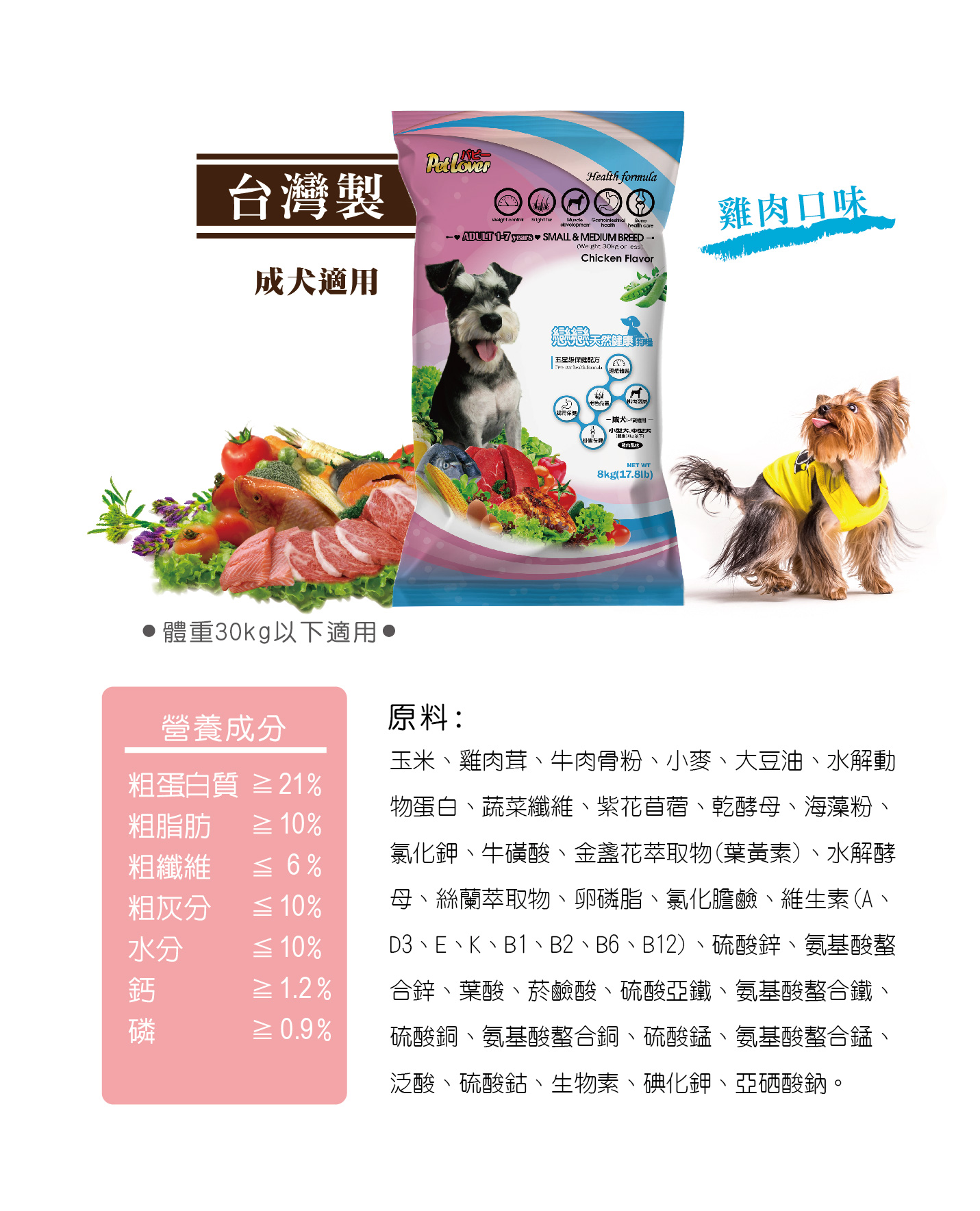 雞肉口味狗飼料，適合中型成犬 | 全球寵物